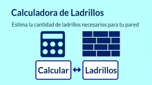 calculadora de ladrillos, mostrando una pared de ladrillos con un diseño simple, con texto que indica 'Calculadora de Ladrillos: Estima la cantidad de ladrillos necesarios para tu pared